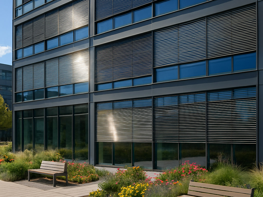 Hausfassade mit Raffstoren