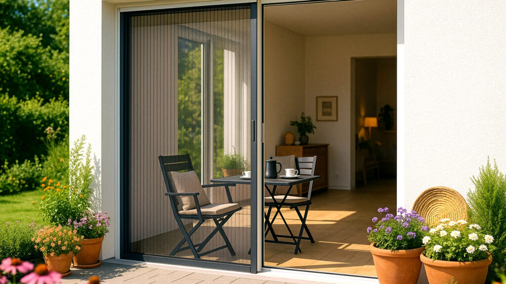 Terrasse mit Insektenschutz-Plisseetür 