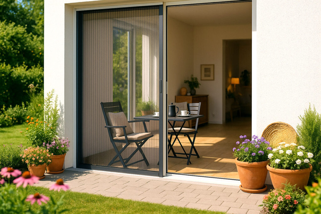 Terrasse mit Insektenschutz-Plisseetür
