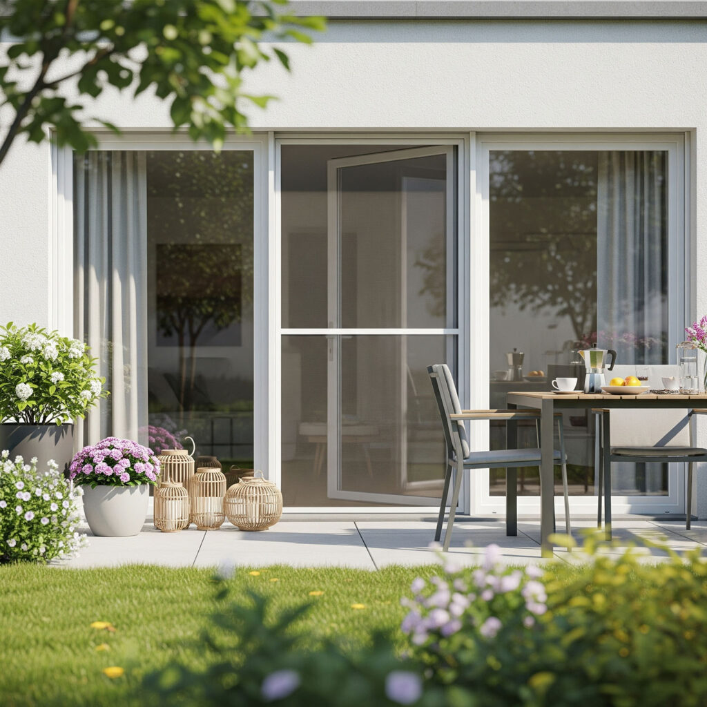 Terrasse mit Insektenschutz-Schiebetür