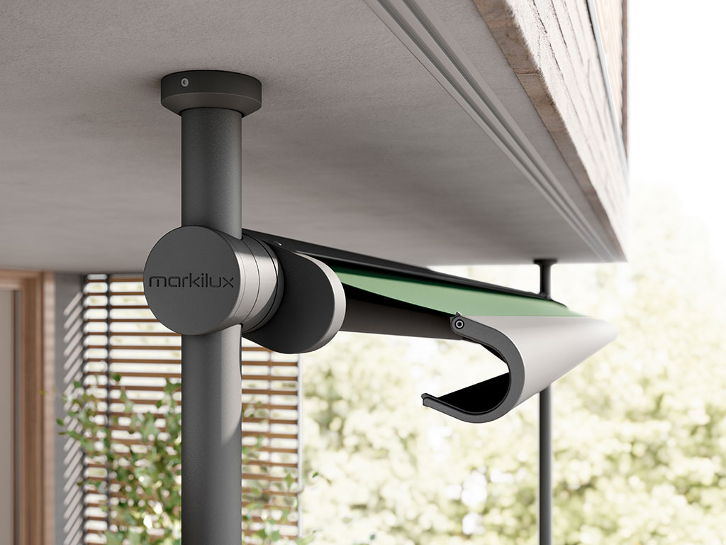 eingefahrene Markise der Firma Markilux